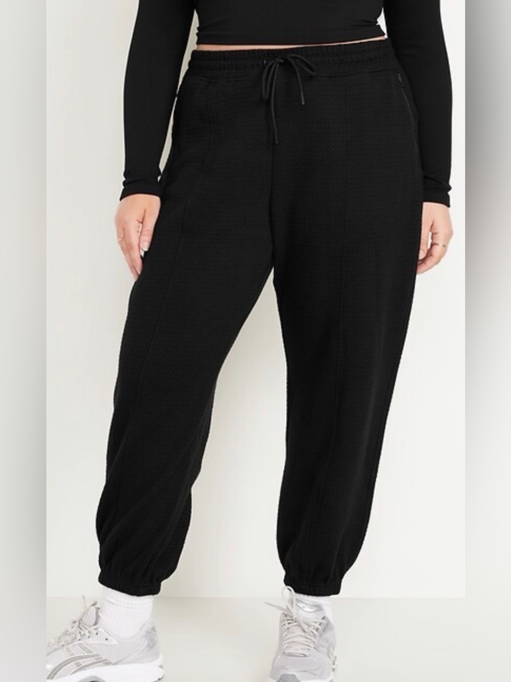 Old Navy High-Waisted Dynamic Fleece Textured Sweatpants, Black Jack, sz M Tall